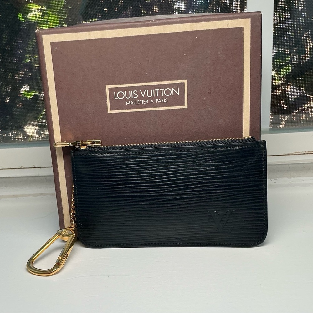 Louis Vuitton Black Epi Leather Key Pouch with Gold Hardware